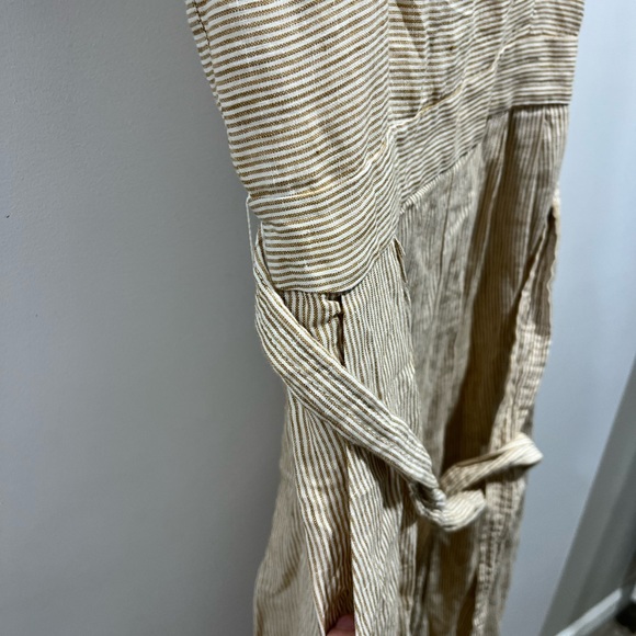 J Crew Linen Tan & White Striped Marseille Belted Jumpsuit - Picture 4 of 11